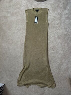French connection gold Knit Maxi Dress with slip